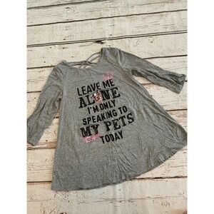 Justice Girls‎ Gray Graphic Tee Leave Me Alone Speaking To My Pets Today Size 8